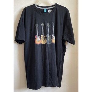 Spreadshirt Men’s XL Black Guitar Graphic T-Shirt Rock Music Electric Guitars